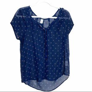 Old Navy Sheer Short Sleeve Blouse Size: S